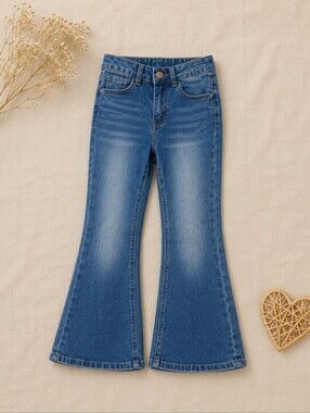 ROMWE Girls' Blue Flared Jeans